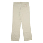 DICKIES Womens Relaxed Beige Cotton Blend Zip Trousers W32 L33 Casual Workwear