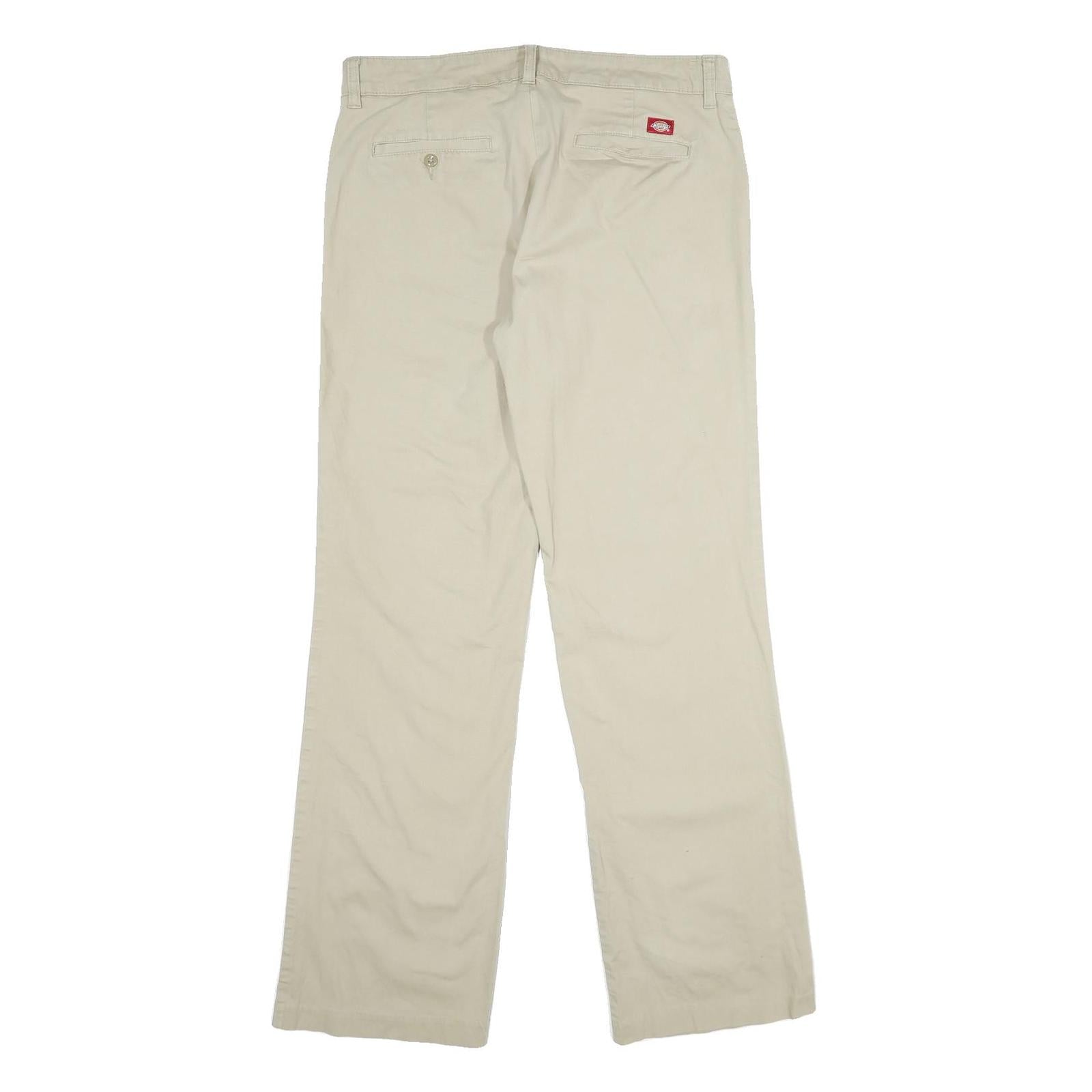 DICKIES Womens Relaxed Beige Cotton Blend Zip Trousers W32 L33 Casual Workwear
