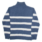 CHAPS Mens Patterned Jumper Blue Striped Button Neck Tight Knit S