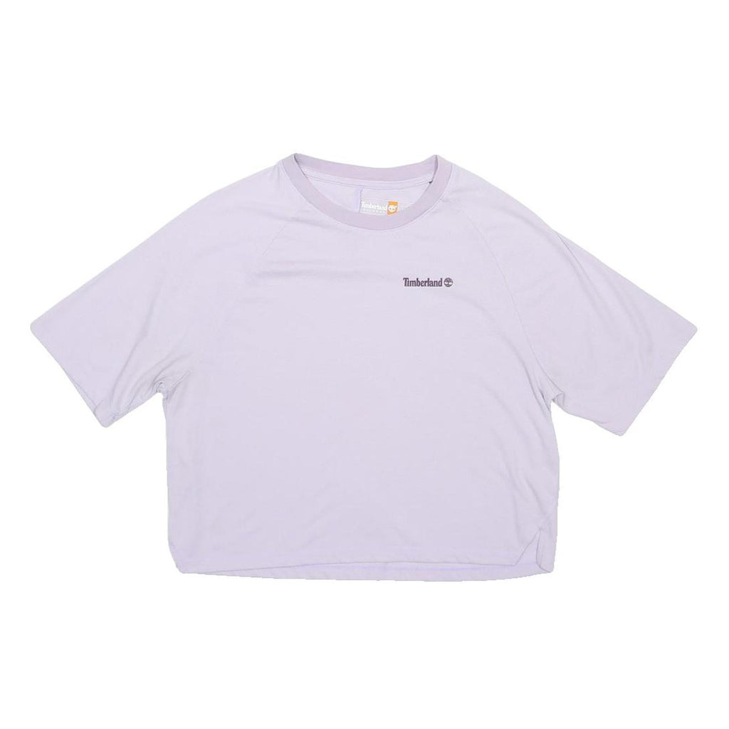TIMBERLAND Womens Lilac T-Shirt Crop M Short Sleeve Crew Neck Logo