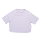 TIMBERLAND Womens Lilac T-Shirt Crop M Short Sleeve Crew Neck Logo
