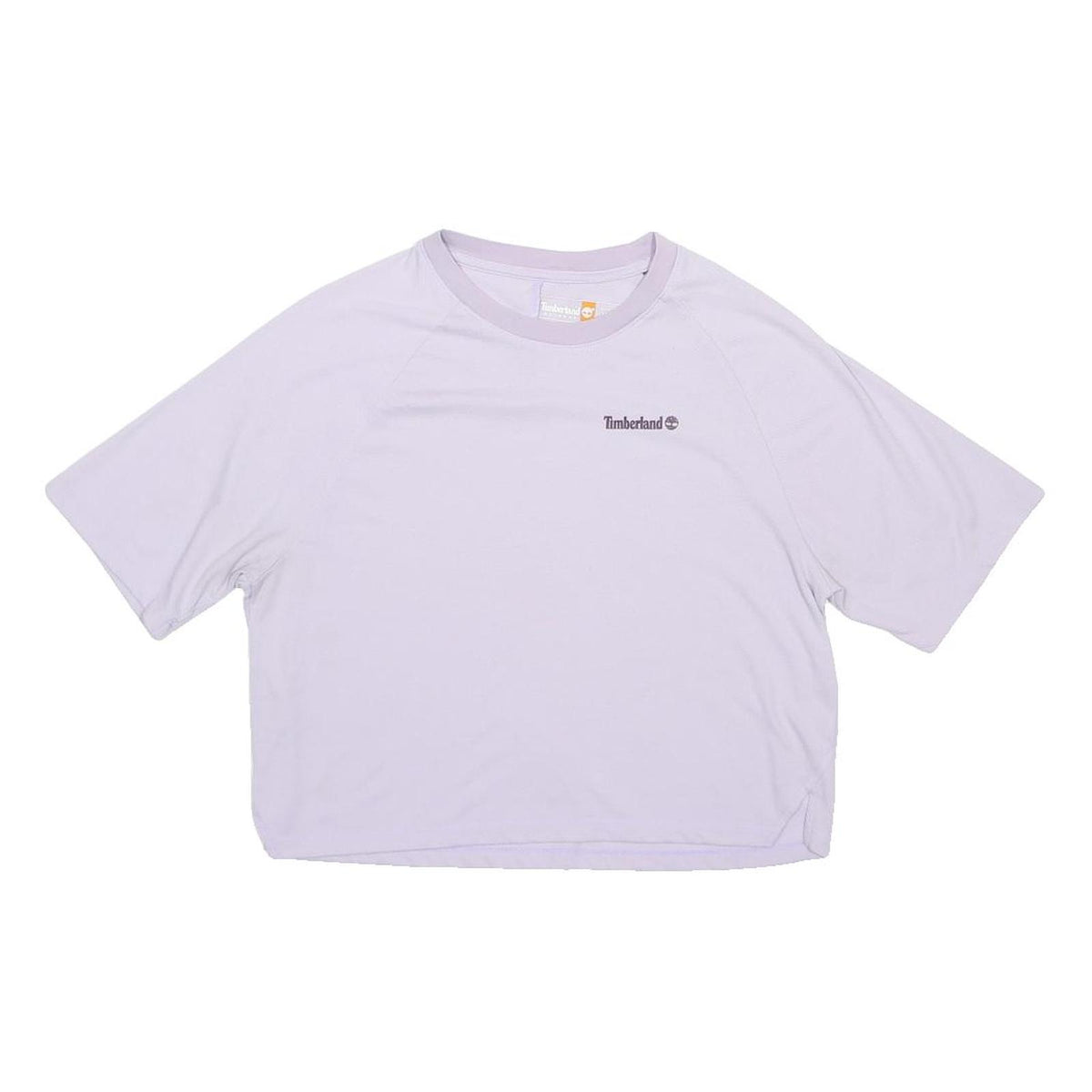 TIMBERLAND Womens Lilac T-Shirt Crop M Short Sleeve Crew Neck Logo