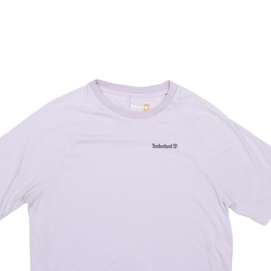 TIMBERLAND Womens Lilac T-Shirt Crop M Short Sleeve Crew Neck Logo