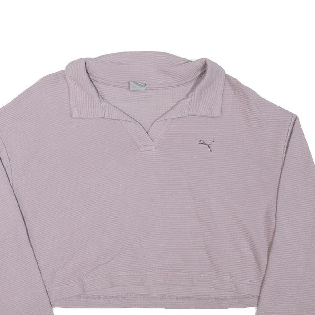 PUMA Womens Lilac Plain Cotton Pullover Crew Neck Jumper M Casual Cropped
