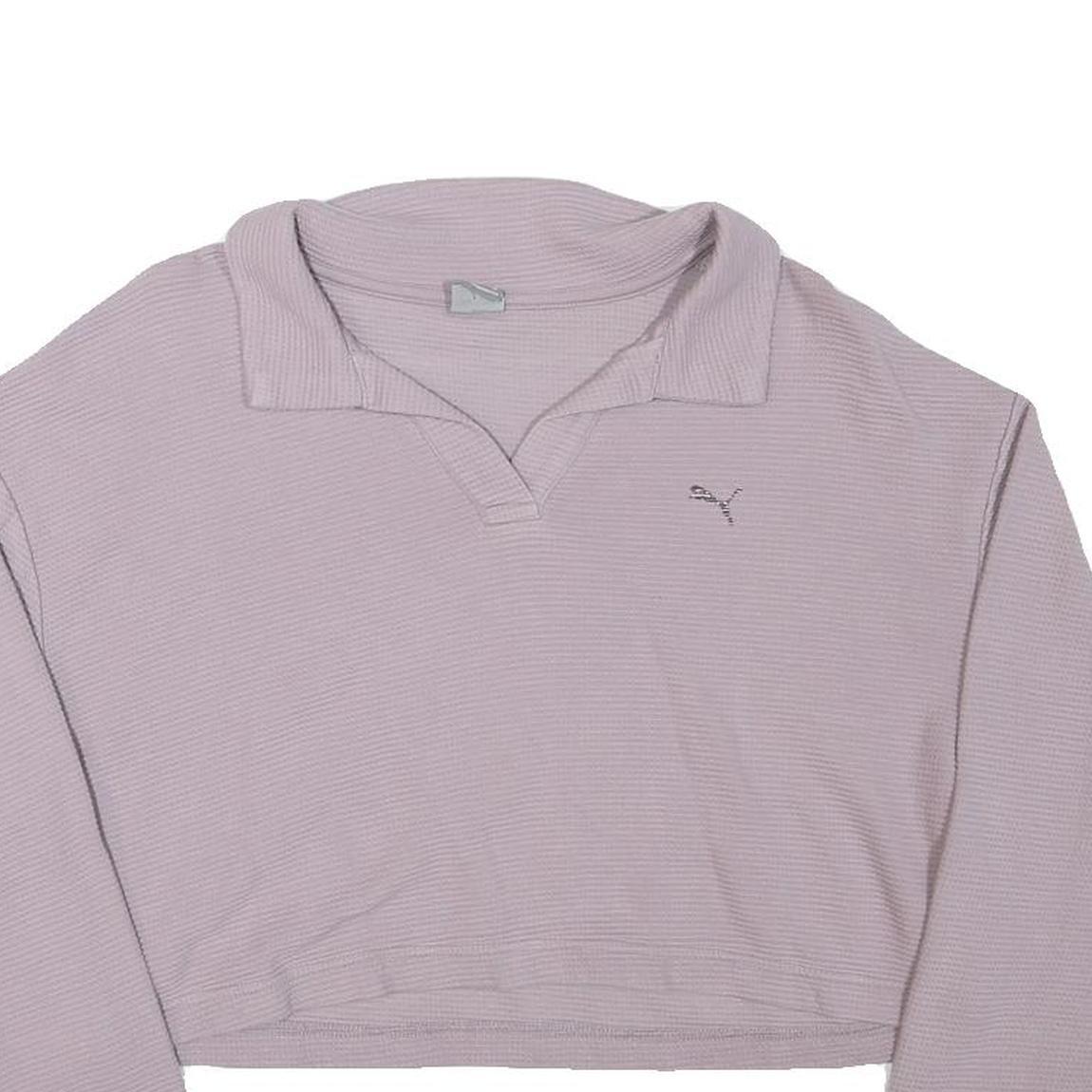 PUMA Womens Lilac Plain Cotton Pullover Crew Neck Jumper M Casual Cropped