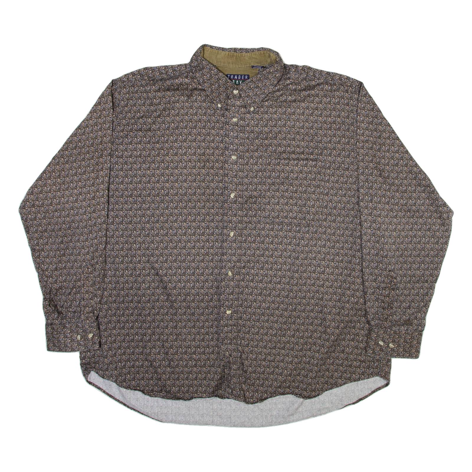 TRADER BAY Mens Shirt Brown Crazy Pattern Long Sleeve 2XL