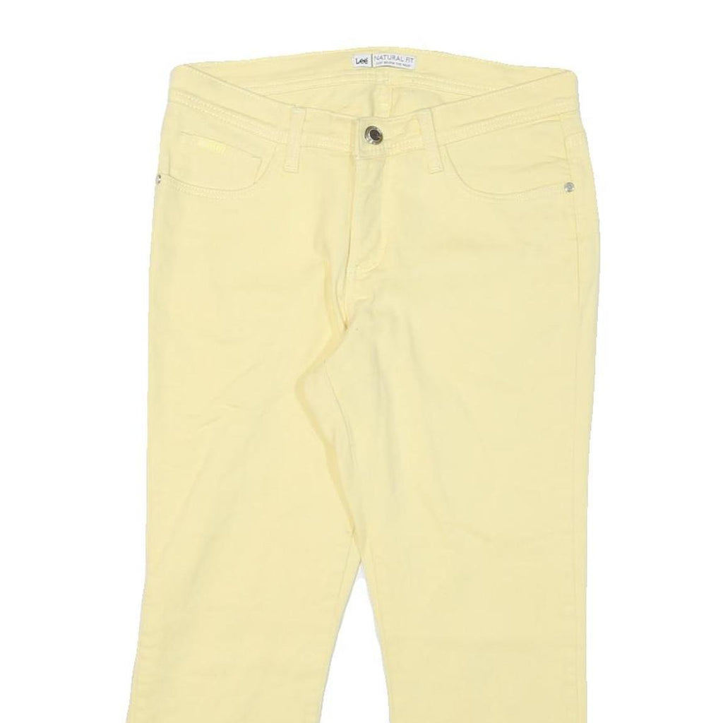 LEE Womens Regular Fit Yellow Cotton Blend Denim Jeans W30 L29 Zip Pocket