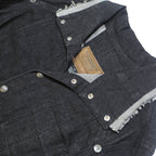 GUESS Womens Black Denim Button Jacket XL Cotton Plain Cropped Long Sleeve Raw