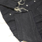 GUESS Womens Black Denim Button Jacket XL Cotton Plain Cropped Long Sleeve Raw