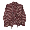 ZARA Womens Maroon & Cream Animal Print Blouse Long Sleeve Collared XS Ruffle