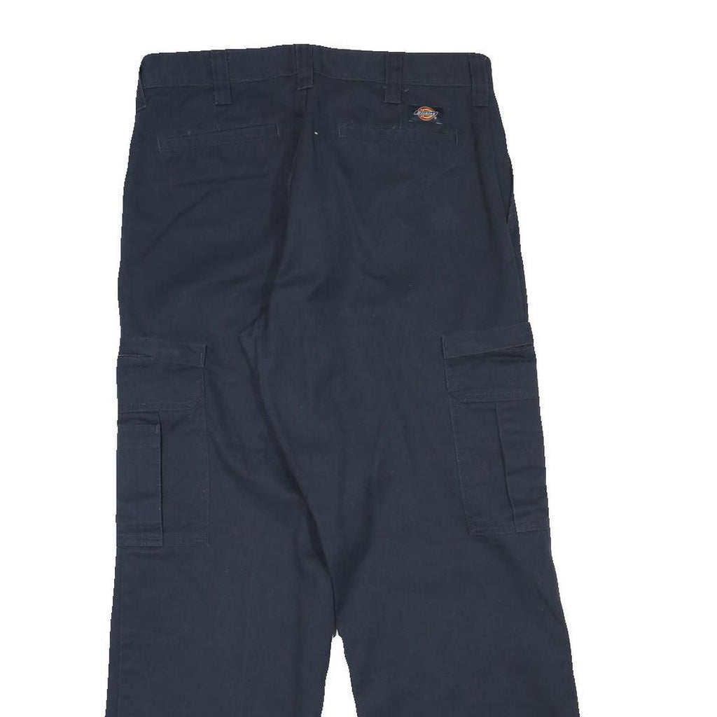 DICKIES Mens Cotton Blend Navy Regular Straight Cargo Trousers W30 L29 Workwear