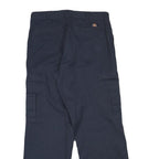 DICKIES Mens Cotton Blend Navy Regular Straight Cargo Trousers W30 L29 Workwear