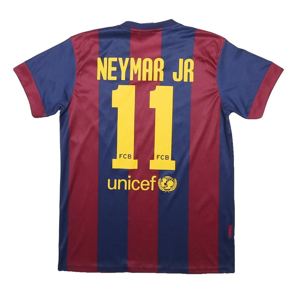 FCB Mens Blue & Maroon Neymar Jr Football Shirt S Short Sleeve V-Neck Unicef