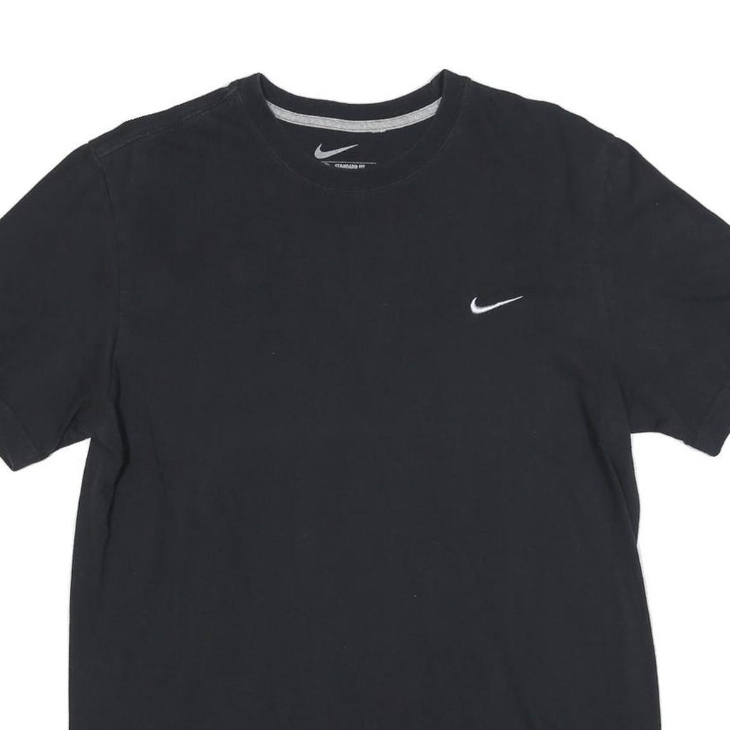 NIKE Mens Black Crew Neck Short Sleeve Classic Fit L Cotton Blend T-Shirt