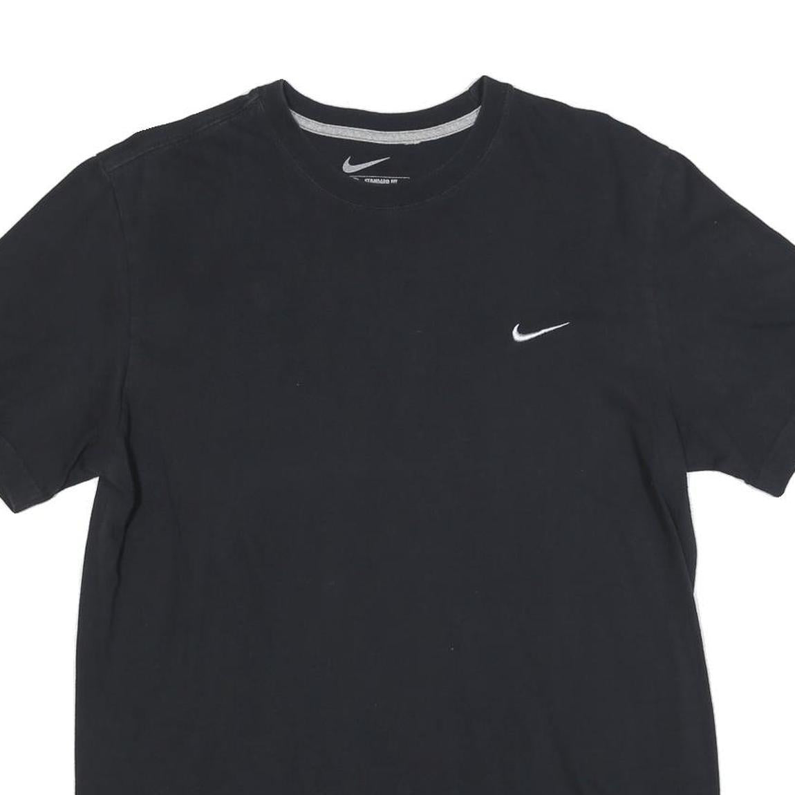 NIKE Mens Black Crew Neck Short Sleeve Classic Fit L Cotton Blend T-Shirt