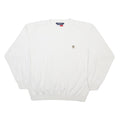 TOMMY HILFIGER Mens White Cotton Blend Crew Neck L Sweatshirt Classic Style