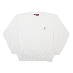 TOMMY HILFIGER Mens White Cotton Blend Crew Neck L Sweatshirt Classic Style