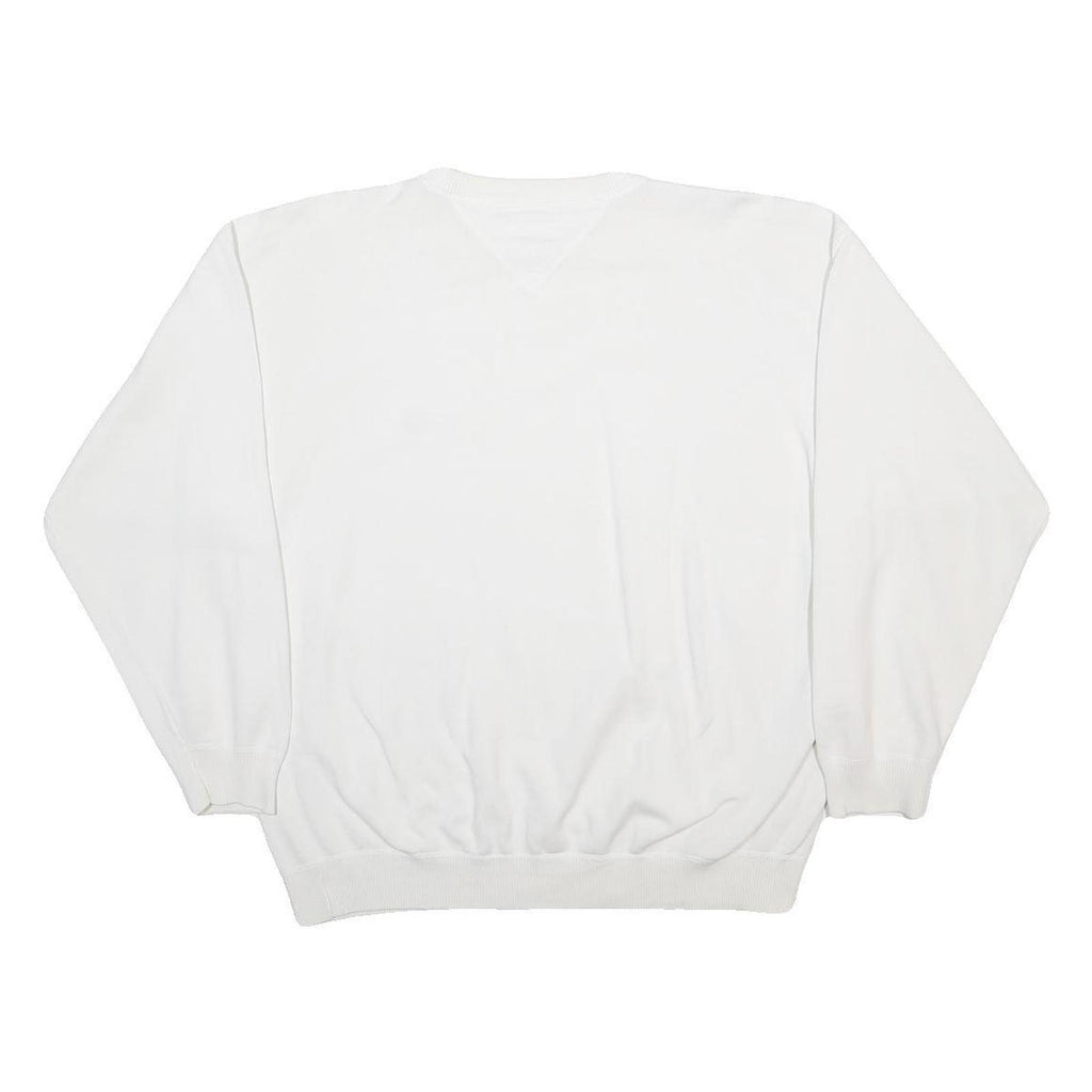 TOMMY HILFIGER Mens White Cotton Blend Crew Neck L Sweatshirt Classic Style