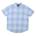 TOMMY HILFIGER Mens Blue & White Check Shirt XL Short Sleeve Casual Summer