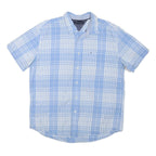TOMMY HILFIGER Mens Blue & White Check Shirt XL Short Sleeve Casual Summer