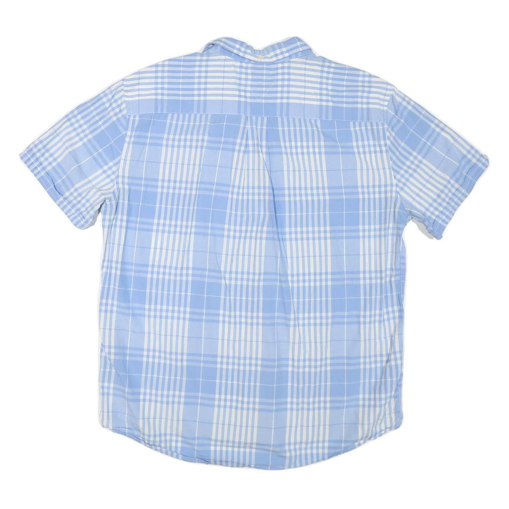 TOMMY HILFIGER Mens Blue & White Check Shirt XL Short Sleeve Casual Summer