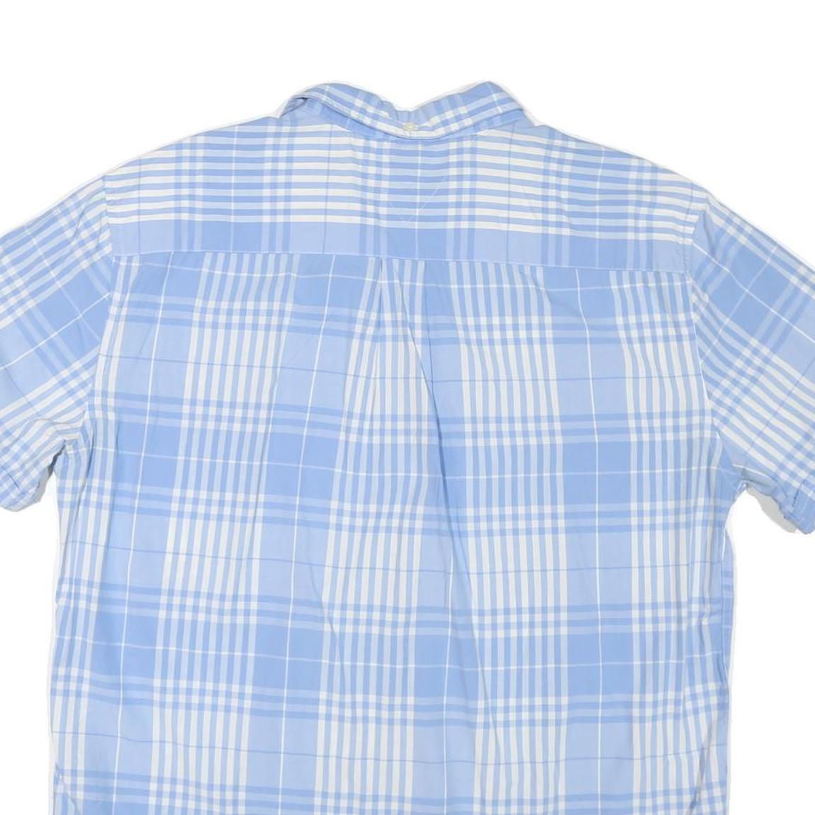 TOMMY HILFIGER Mens Blue & White Check Shirt XL Short Sleeve Casual Summer