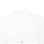 ADIDAS Womens White Quarter Zip Sweatshirt L Cropped Cotton Blend 3 Stripe Cuffs