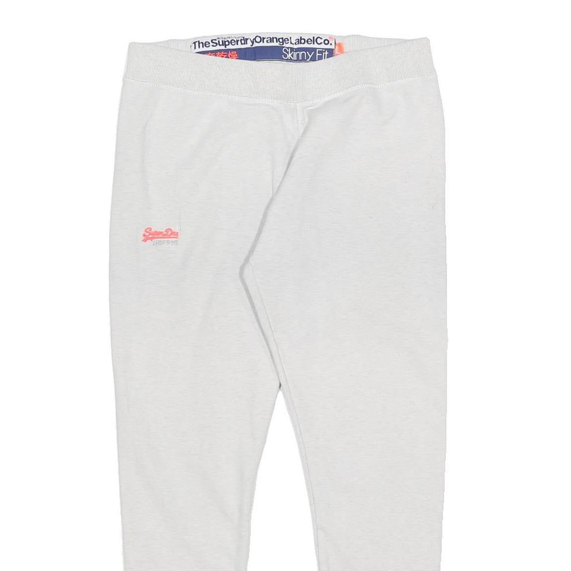 SUPERDRY Womens Joggers White L W28 L27 Skinny Fit Comfort Design