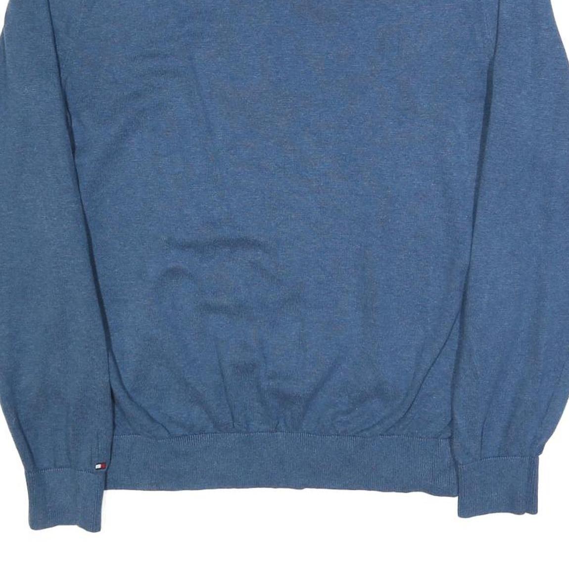 TOMMY HILFIGER Mens Blue & White Argyle Patterned Cotton Jumper V-Neck M