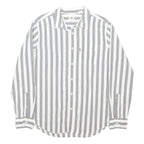 LEVI'S Mens Grey & White Striped Shirt M Cotton Blend Casual Button Down