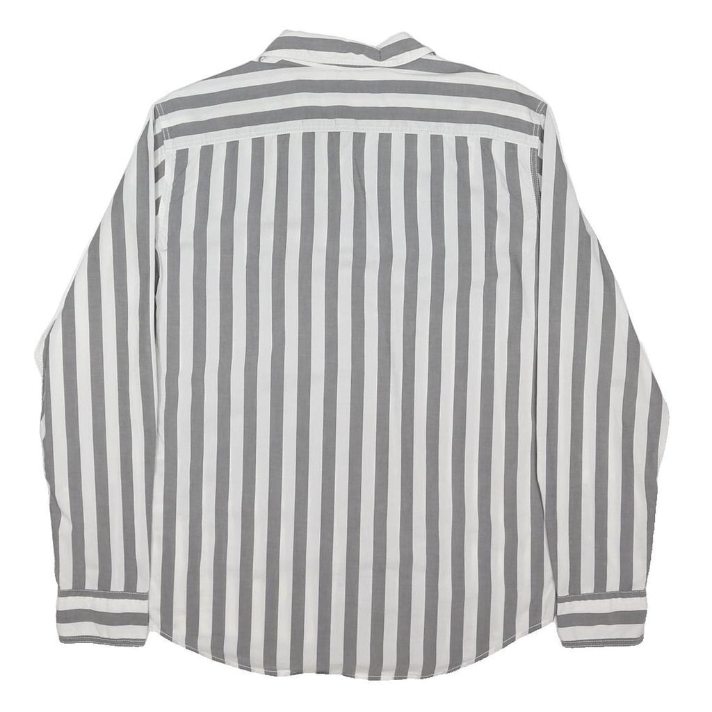 LEVI'S Mens Grey & White Striped Shirt M Cotton Blend Casual Button Down