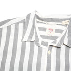 LEVI'S Mens Grey & White Striped Shirt M Cotton Blend Casual Button Down