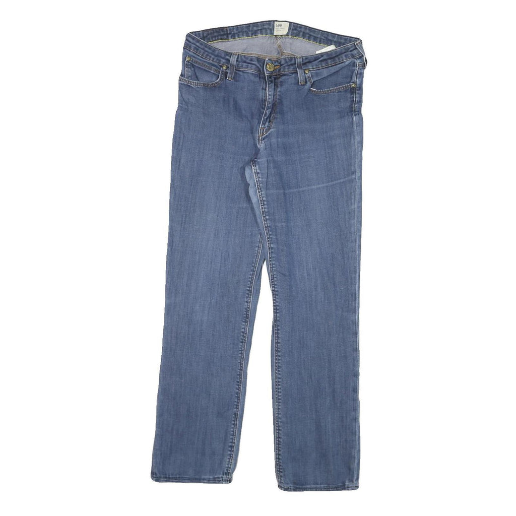 LEE Womens Blue Cotton Blend Regular Straight Jeans W30 L28 Classic Fit Zip
