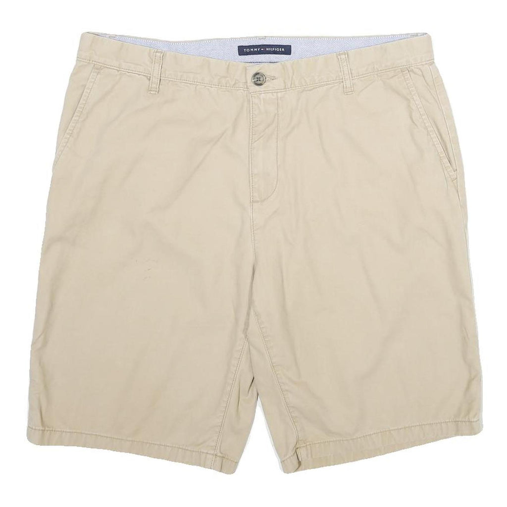 TOMMY HILFIGER Mens Beige Casual Shorts L W36 Classic Cotton Button Plain