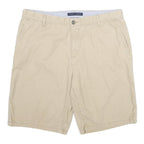 TOMMY HILFIGER Mens Beige Casual Shorts L W36 Classic Cotton Button Plain