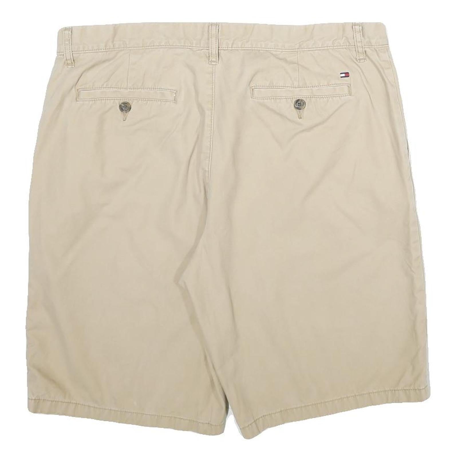 TOMMY HILFIGER Mens Beige Casual Shorts L W36 Classic Cotton Button Plain