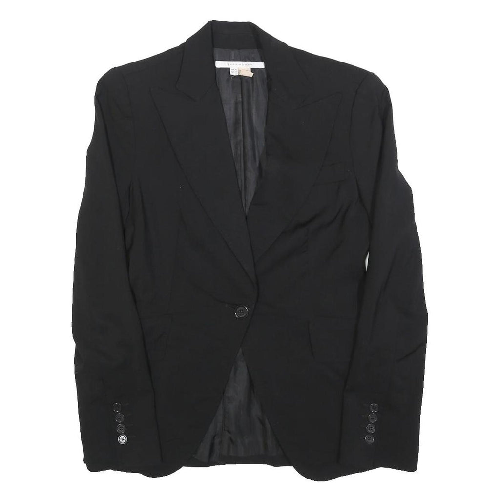 ZARA WOMAN Womens Black Wool Blend Blazer Jacket S Button Formal Tailored