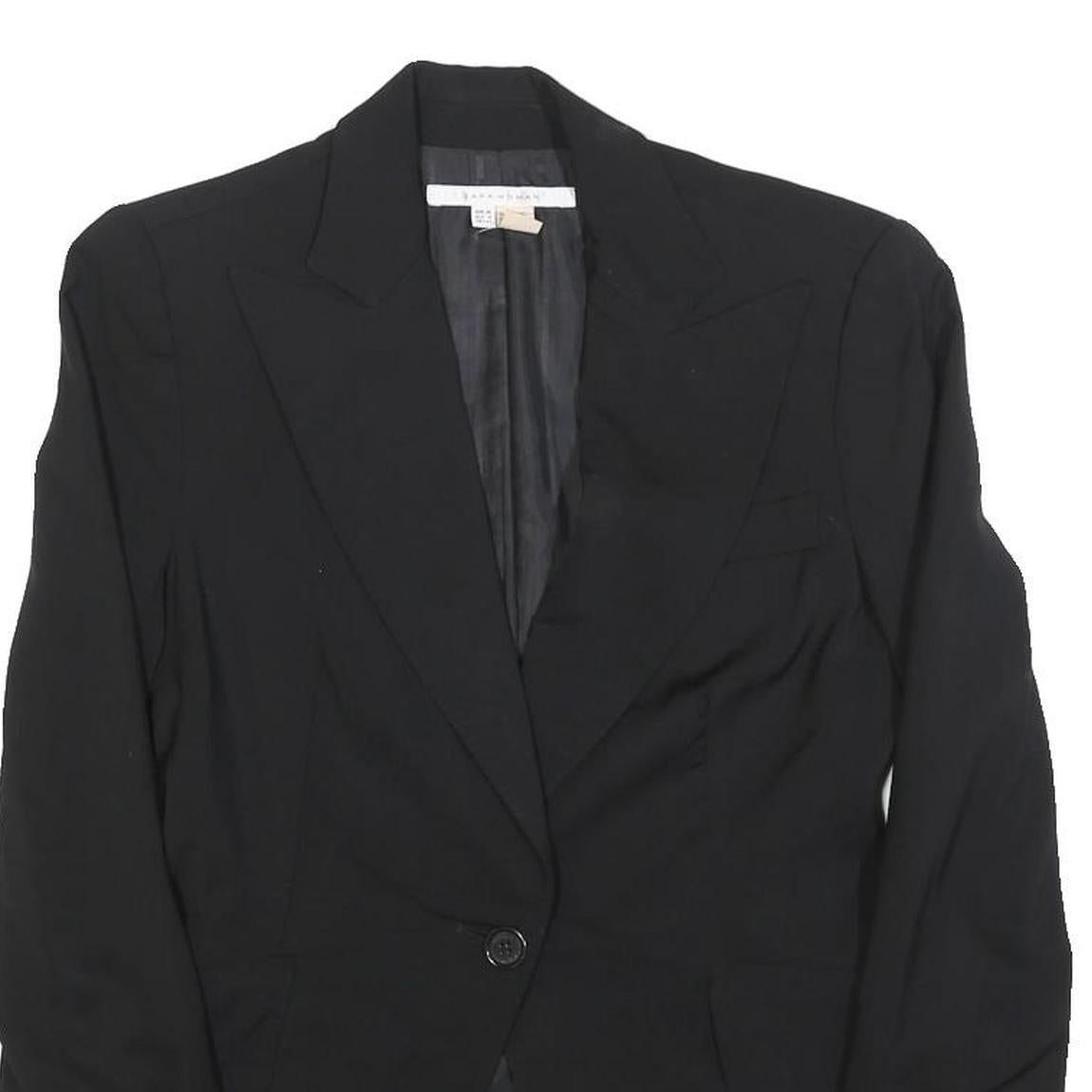 ZARA WOMAN Womens Black Wool Blend Blazer Jacket S Button Formal Tailored