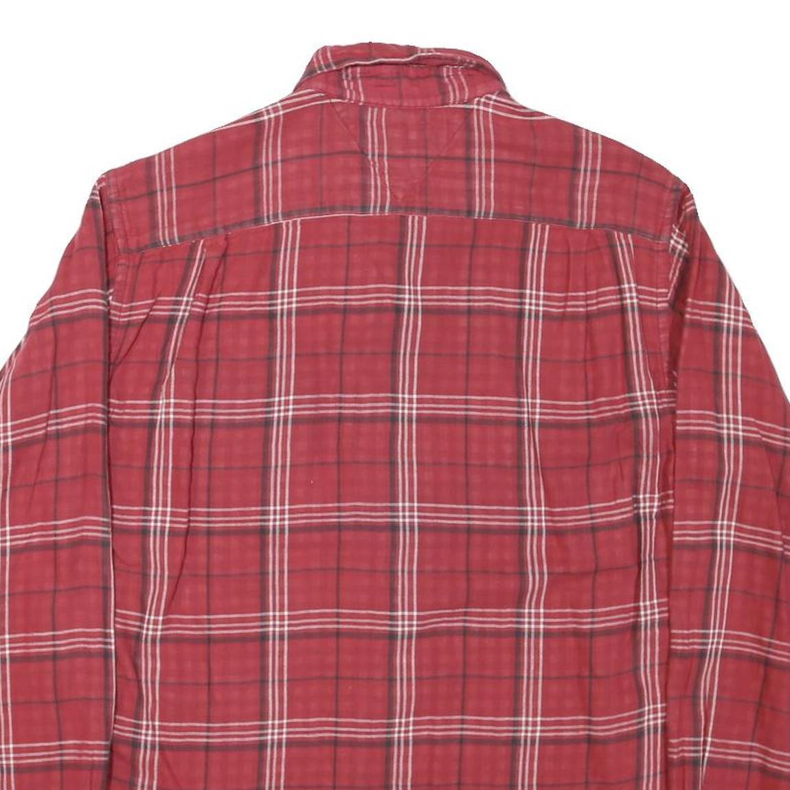 TOMMY HILFIGER Mens Red Plaid Shirt S Button Down Casual Cotton Blend
