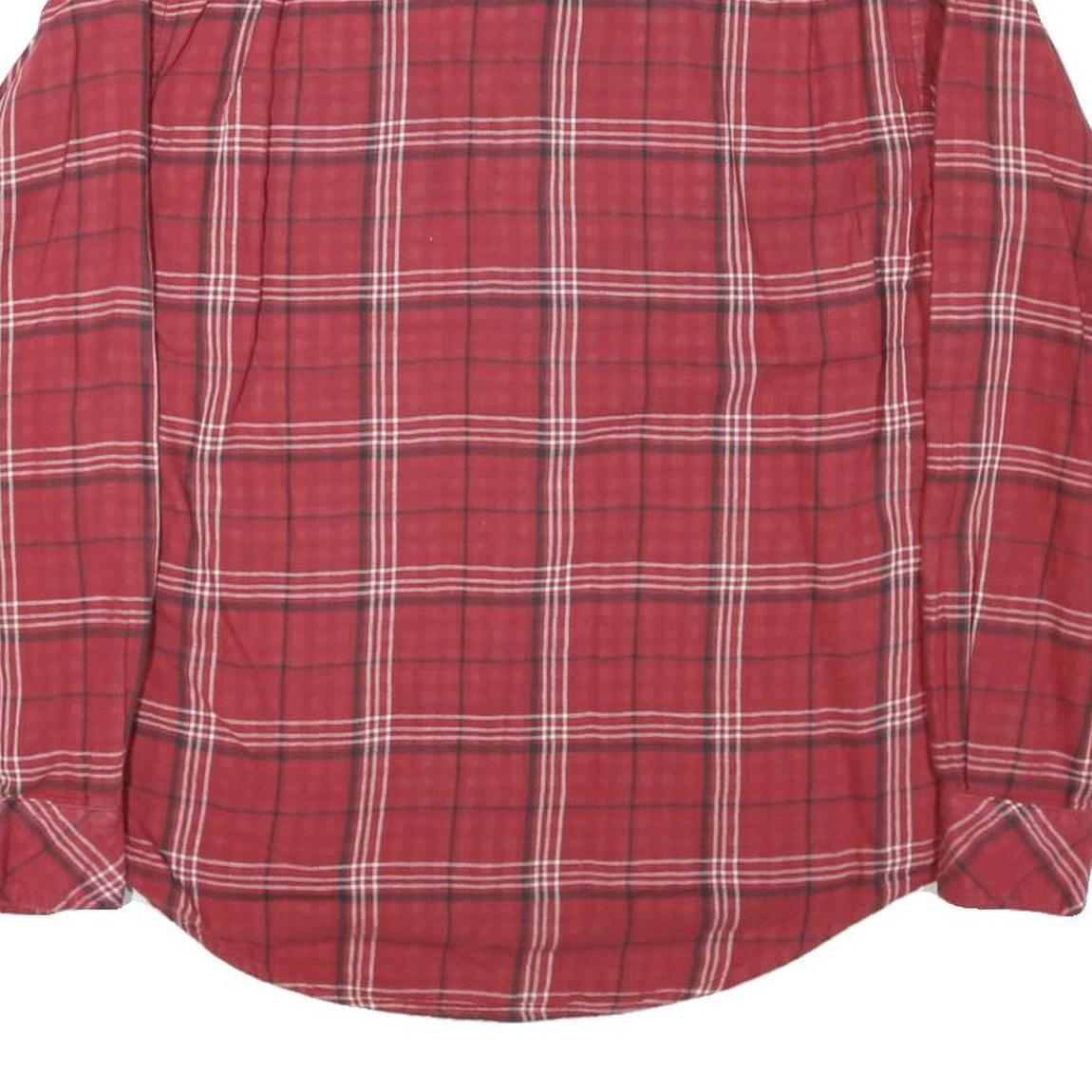 TOMMY HILFIGER Mens Red Plaid Shirt S Button Down Casual Cotton Blend