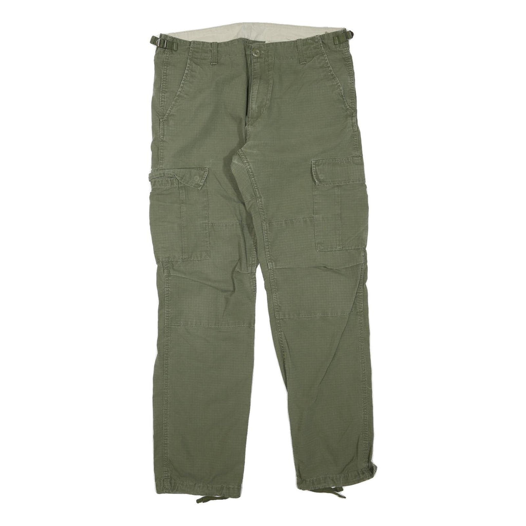 CARHARTT Womens Cotton Blend Olive Green Regular Cargo Trousers W36 L32 Utility