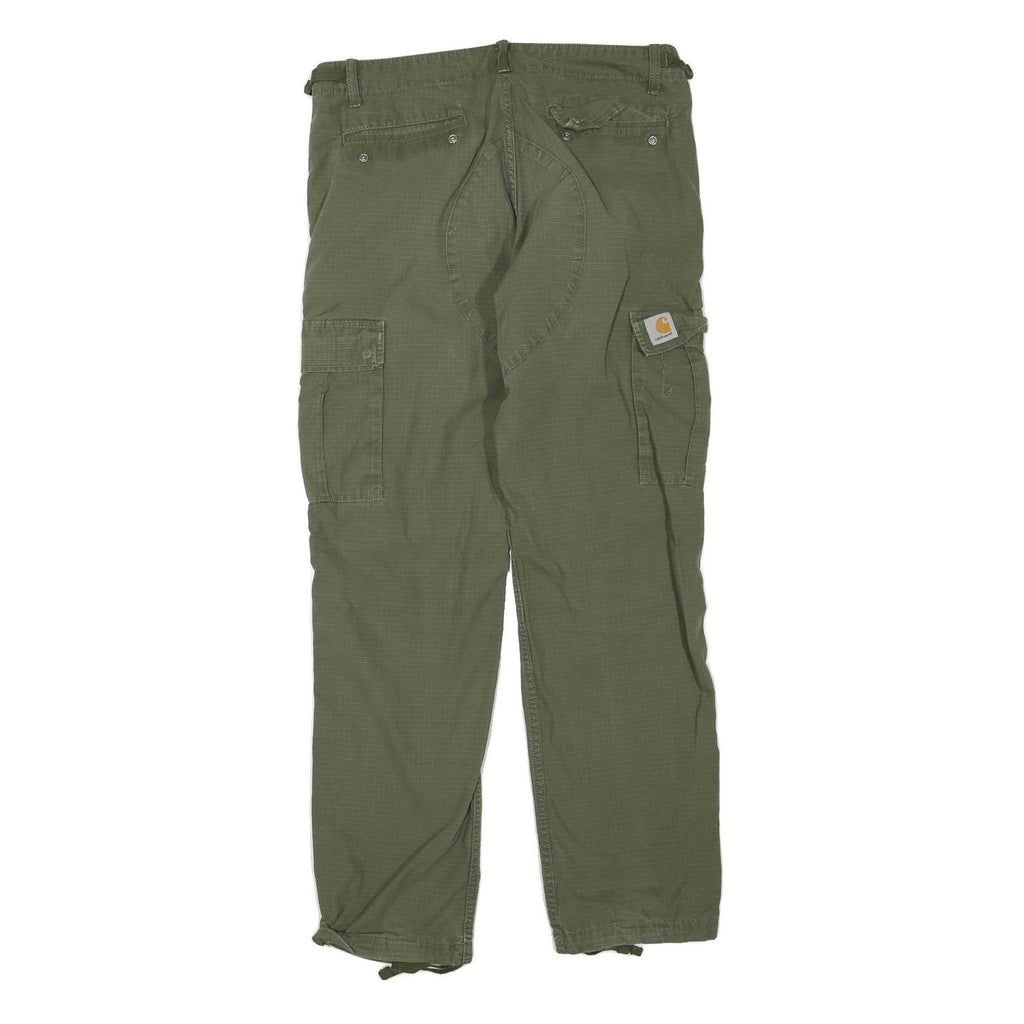 CARHARTT Womens Cotton Blend Olive Green Regular Cargo Trousers W36 L32 Utility