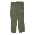 CARHARTT Womens Cotton Blend Olive Green Regular Cargo Trousers W36 L32 Utility