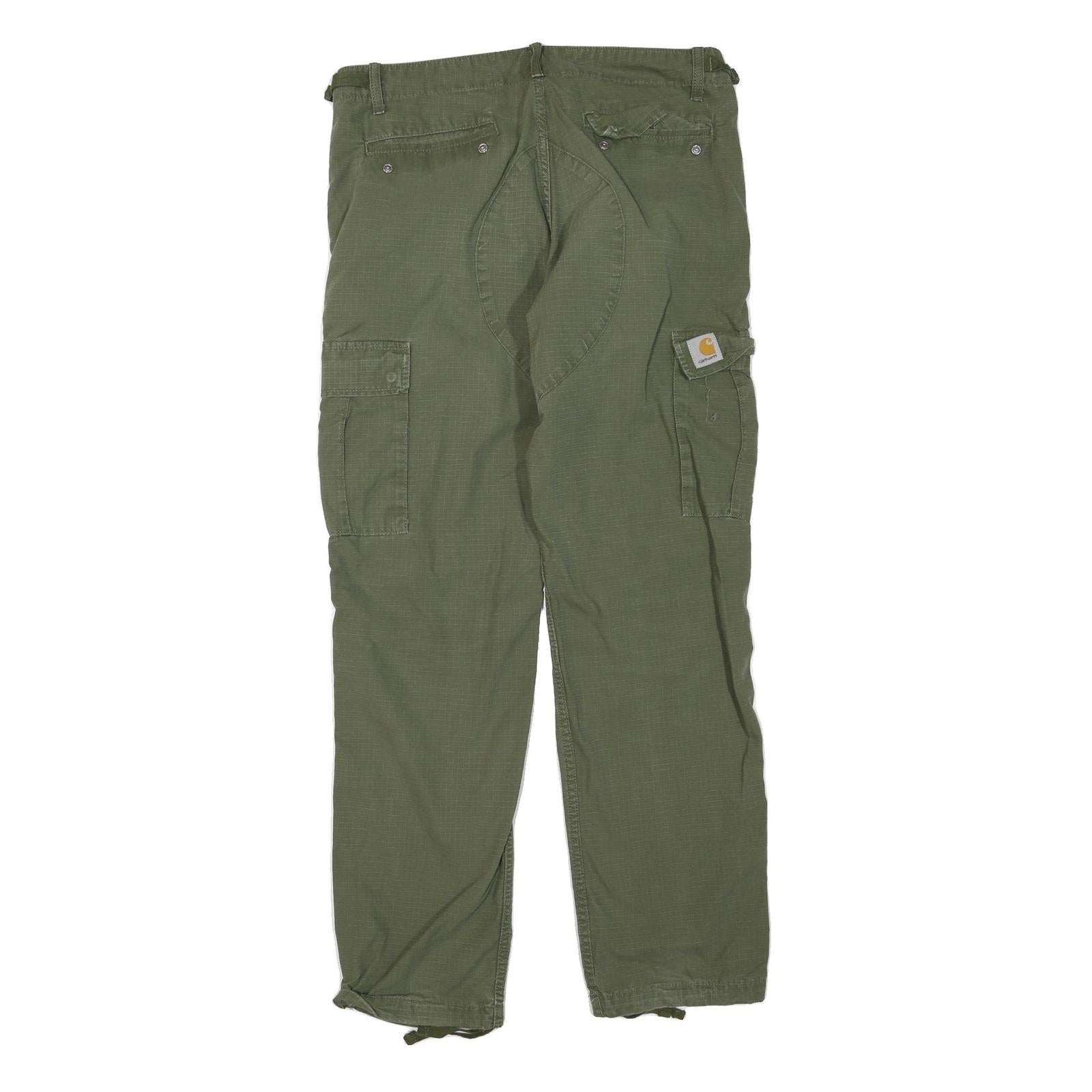CARHARTT Womens Cotton Blend Olive Green Regular Cargo Trousers W36 L32 Utility