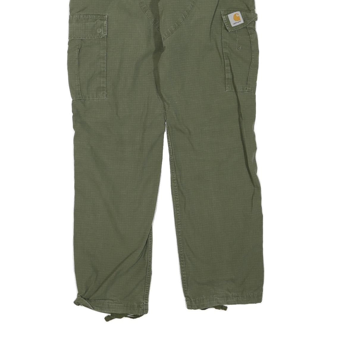 CARHARTT Womens Cotton Blend Olive Green Regular Cargo Trousers W36 L32 Utility