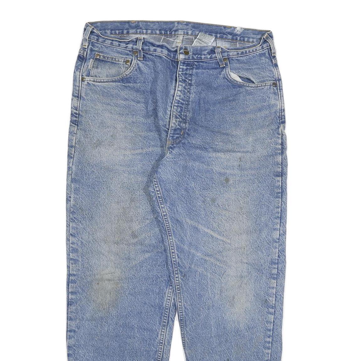 CARHARTT Mens Relaxed Blue Denim Light W36 L32 Zip Jeans Casual Workwear