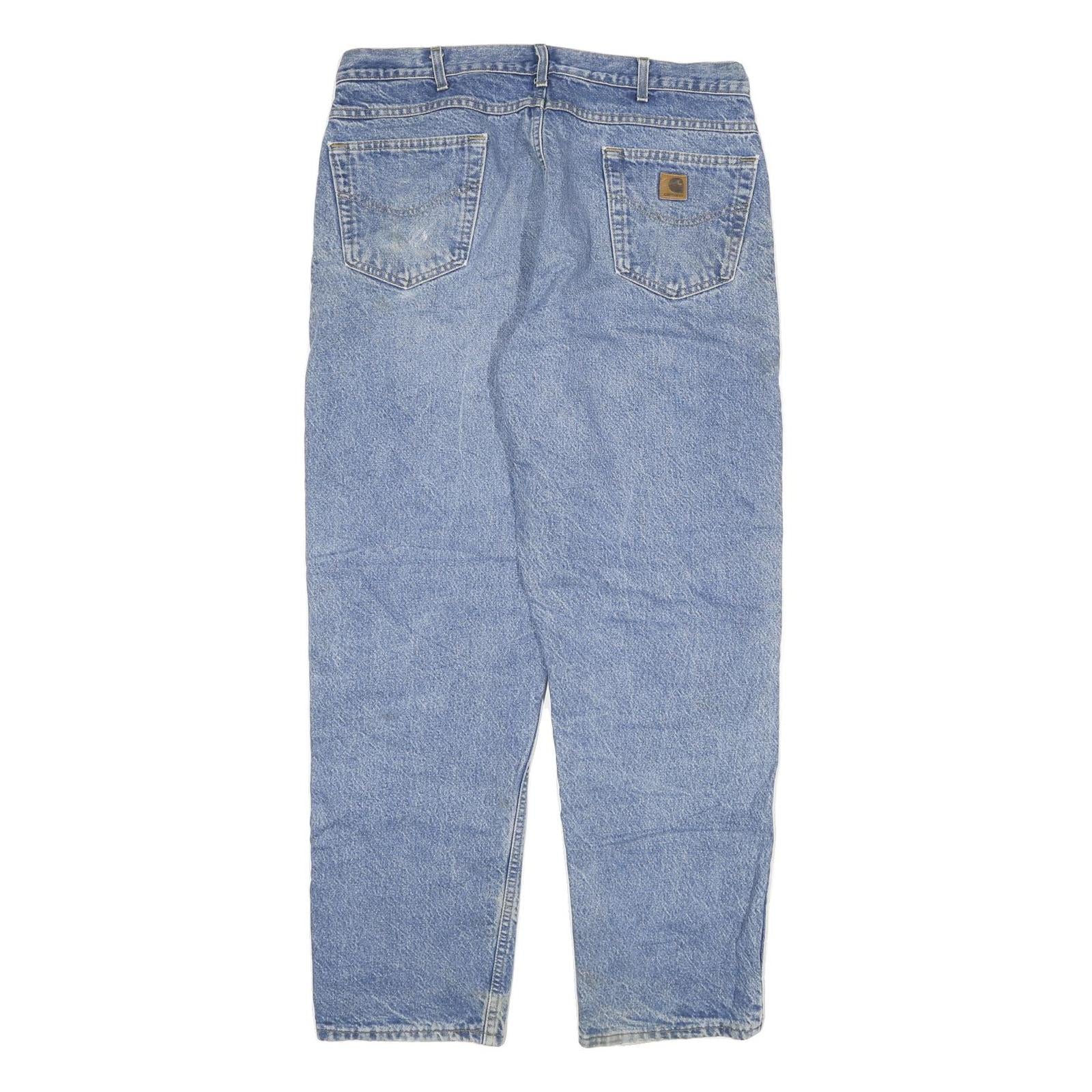 CARHARTT Mens Relaxed Blue Denim Light W36 L32 Zip Jeans Casual Workwear