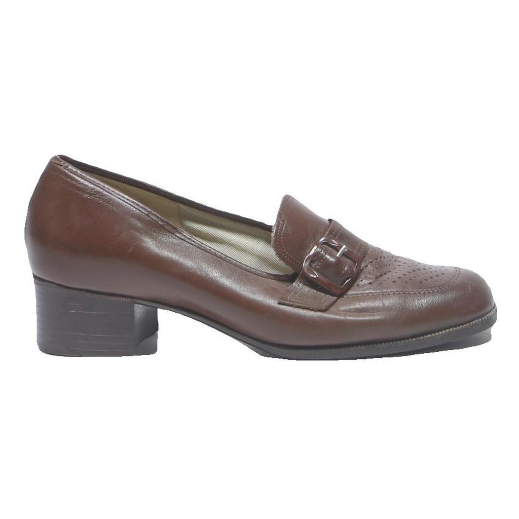 SANIPED Womens Brown Leather Low Heel Shoes UK 4 Comfortable Classic Style