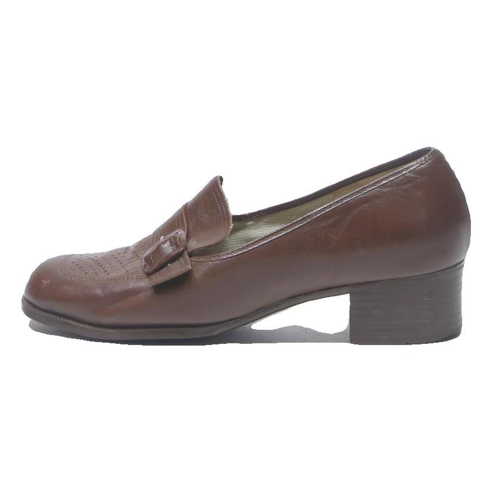 SANIPED Womens Brown Leather Low Heel Shoes UK 4 Comfortable Classic Style
