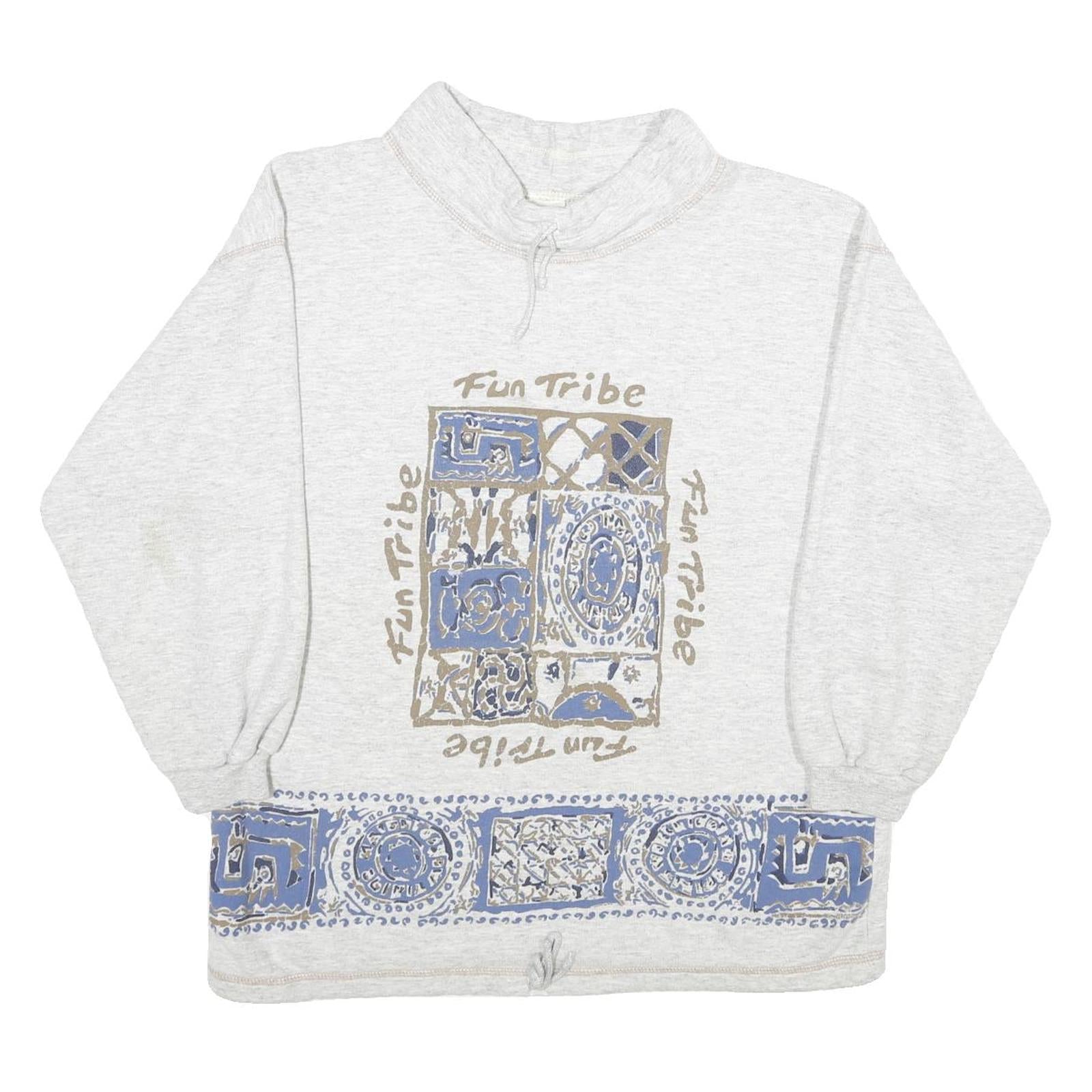 NEW FAST Mens Grey Fun Tribe Crew Neck M Cotton Blend Pullover Sweatshirt